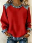 Women Plain Crew Neck Vintage Spring/Fall Long Sleeve Sweatshirt