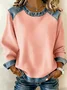 Women Plain Crew Neck Vintage Spring/Fall Long Sleeve Sweatshirt