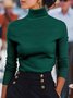 Women Plain Split Joint Spring/Fall Street Long Sleeve Turtleneck Sweater