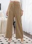 Women Plain Long Elastic Waist Pants Casual Spring/Fall Trousers