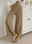 Women Plain Long Elastic Waist Pants Casual Spring/Fall Trousers