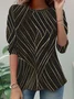 Women Abstract Long Sleeve Tee T-shirt Crew Neck Casual Spring/Fall Tunic Top