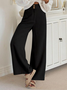 Women Plain Long Elastic Waist Pants Casual Spring/Fall Trousers