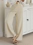 Women Plain Long Elastic Waist Pants Casual Spring/Fall Trousers