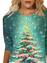 Women Christmas Long Sleeve Tee T-shirt Crew Neck Casual Spring/Fall Tunic Top