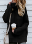 Women Plain Split Joint Winter Street Long Sleeve Turtleneck Sweater