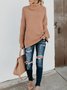 Women Plain Split Joint Winter Street Long Sleeve Turtleneck Sweater