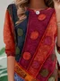 Women Abstract Long Sleeve Tee T-shirt Crew Neck Casual Spring/Fall Tunic Top