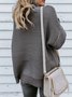 Women Plain Split Joint Winter Street Long Sleeve Turtleneck Sweater