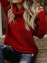 Women Plain Split Joint Winter Street Long Sleeve Turtleneck Sweater