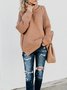 Women Plain Split Joint Winter Street Long Sleeve Turtleneck Sweater