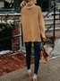 Women Plain Split Joint Winter Street Long Sleeve Turtleneck Sweater