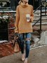 Women Plain Split Joint Winter Street Long Sleeve Turtleneck Sweater