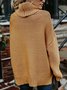 Women Plain Split Joint Winter Street Long Sleeve Turtleneck Sweater