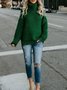 Women Plain Split Joint Winter Street Long Sleeve Turtleneck Sweater