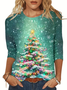 Women Christmas Long Sleeve Tee T-shirt Crew Neck Casual Spring/Fall Tunic Top