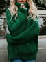 Women Plain Split Joint Winter Street Long Sleeve Turtleneck Sweater