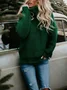 Women Plain Split Joint Winter Street Long Sleeve Turtleneck Sweater
