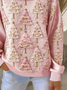 Women Christmas Crew Neck Printing Casual Spring/Fall Long Sleeve Sweatshirt