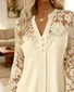 Women Lace Long Sleeve Shirt Spring/Fall V Neck Daily Casual Top