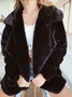 Women Spring/Fall Outerwear Casual Split Joint Plain Long Sleeve Lapel Collar Jacket
