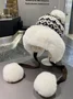 Winter Knitted Thickened Fleece-lined Neck Protector Warm Jacquard Pattern Versatile Casual Ear-covering Hat