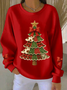 Women Christmas Crew Neck Printing Casual Spring/Fall Long Sleeve Sweatshirt