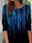 Women Abstract Long Sleeve Tee T-shirt Crew Neck Casual Spring/Fall Tunic Top