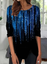 Women Abstract Long Sleeve Tee T-shirt Crew Neck Casual Spring/Fall Tunic Top