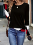 Women Abstract Long Sleeve Tee T-shirt Crew Neck Casual Spring/Fall Tunic Top