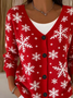 Women Christmas Long Sleeve V Neck Casual Spring/Fall Cardigan Outerwear