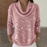 Women Plain Split Joint Winter Street Long Sleeve Cowl Neck Sweater