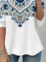 Women Ethnic Long Sleeve Tee T-shirt Crew Neck Casual Spring/Fall Tunic Top