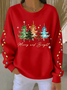 Women Christmas Crew Neck Printing Casual Spring/Fall Long Sleeve Sweatshirt