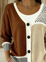 Women Abstract Long Sleeve V Neck Casual Spring/Fall Cardigan Outerwear