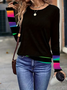 Women Abstract Long Sleeve Tee T-shirt Crew Neck Casual Spring/Fall Tunic Top