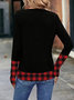 Women Plaid Long Sleeve Tee T-shirt Crew Neck Casual Spring/Fall Tunic Top