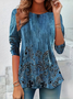 Women Floral Long Sleeve Tee T-shirt Crew Neck Casual Spring/Fall Tunic Top