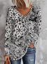 Women Floral Long Sleeve Tee T-shirt V Neck Printing Casual Spring/Fall Graphic Tee Top