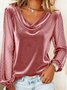 Women Polka Dots Long Sleeve Tee T-shirt V Neck Printing Casual Spring/Fall Top