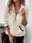 Women Plain Stand Collar Jacquard Casual Spring/Fall Long Sleeve Sweatshirt