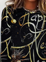 Women Text Letters Long Sleeve Tee T-shirt Crew Neck Casual Spring/Fall Tunic Top