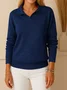 Women Plain Split Joint Winter Street Long Sleeve Shawl Collar Sweater