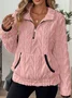 Women Plain Stand Collar Jacquard Casual Spring/Fall Long Sleeve Sweatshirt