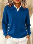 Women Plain Split Joint Winter Street Long Sleeve Shawl Collar Cotton Sweater
