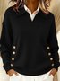 Women Plain Split Joint Winter Street Long Sleeve Shawl Collar Cotton Sweater