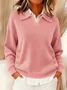 Women Plain Split Joint Winter Street Long Sleeve Shawl Collar Cotton Sweater