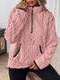 Women Plain Stand Collar Jacquard Casual Spring/Fall Long Sleeve Sweatshirt