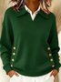 Women Plain Split Joint Winter Street Long Sleeve Shawl Collar Cotton Sweater