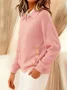 Women Plain Split Joint Winter Street Long Sleeve Shawl Collar Cotton Sweater